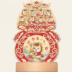 福气满满-十三张时尚创意木座台历