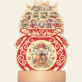 财源滚滚-十三张时尚创意木座台历