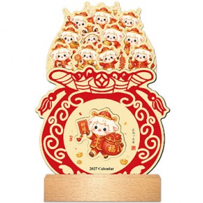 羊气满满-十三张时尚创意木座台历
